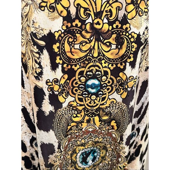 From The Heart Women's Animal Print Scoop Neck Trudy Tunic Top Brown Tan Medium - Picture 2 of 7